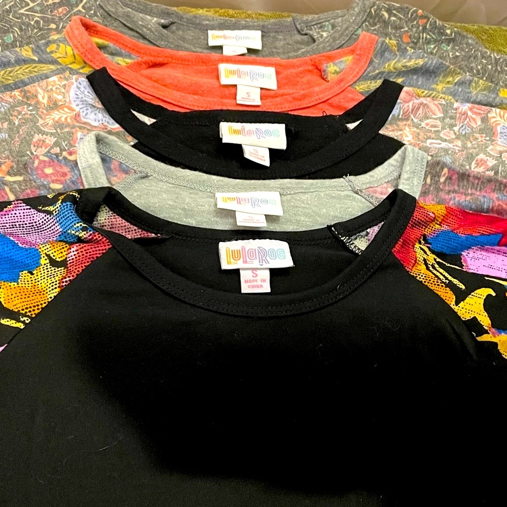 (5)-Slightly used LuLaRoe 3/4 Sleeve Jersey T-Shirt Bundle!!
